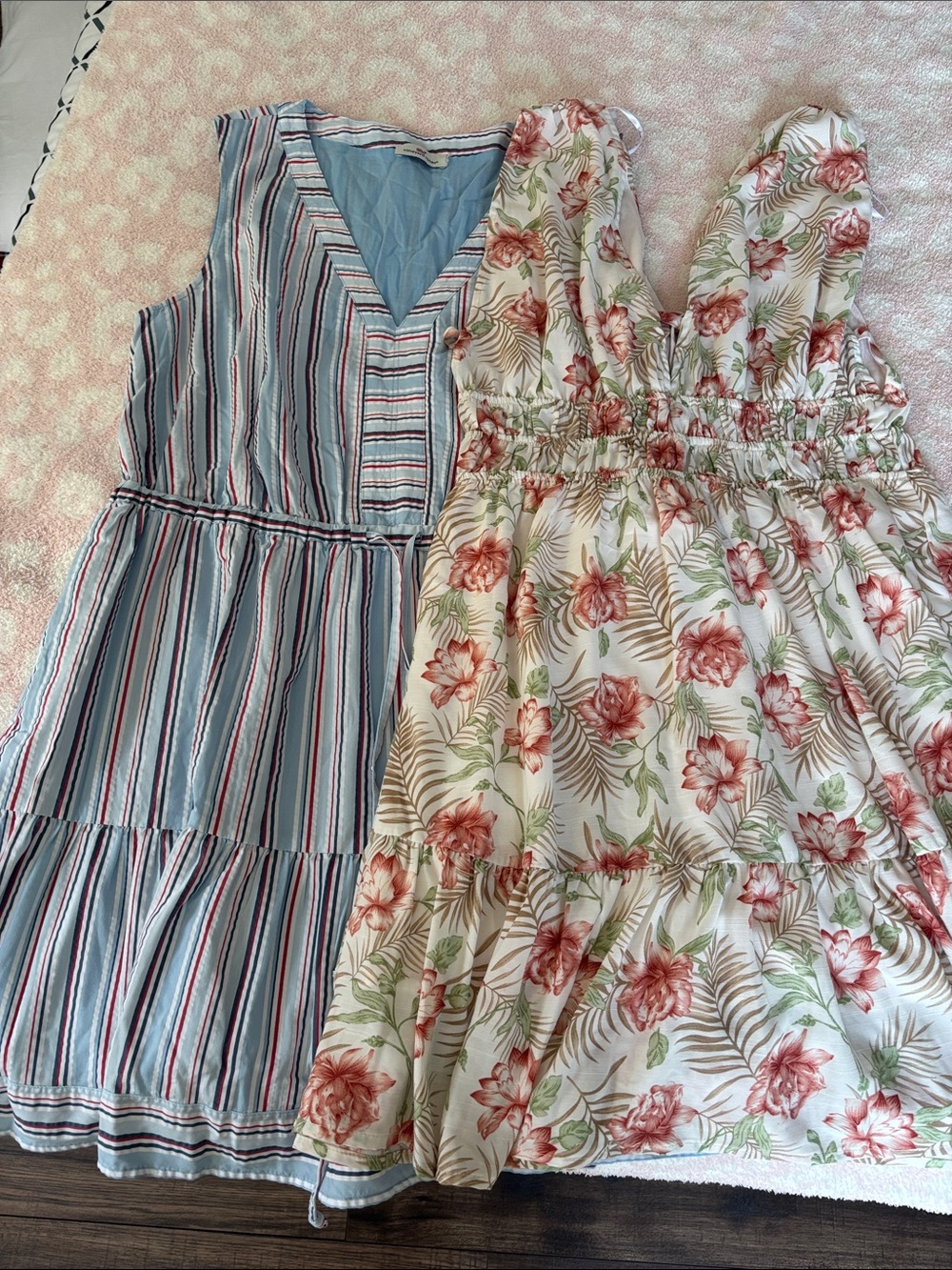 Vineyard Vines Blue Striped Dress & Lulus White Floral Sundress